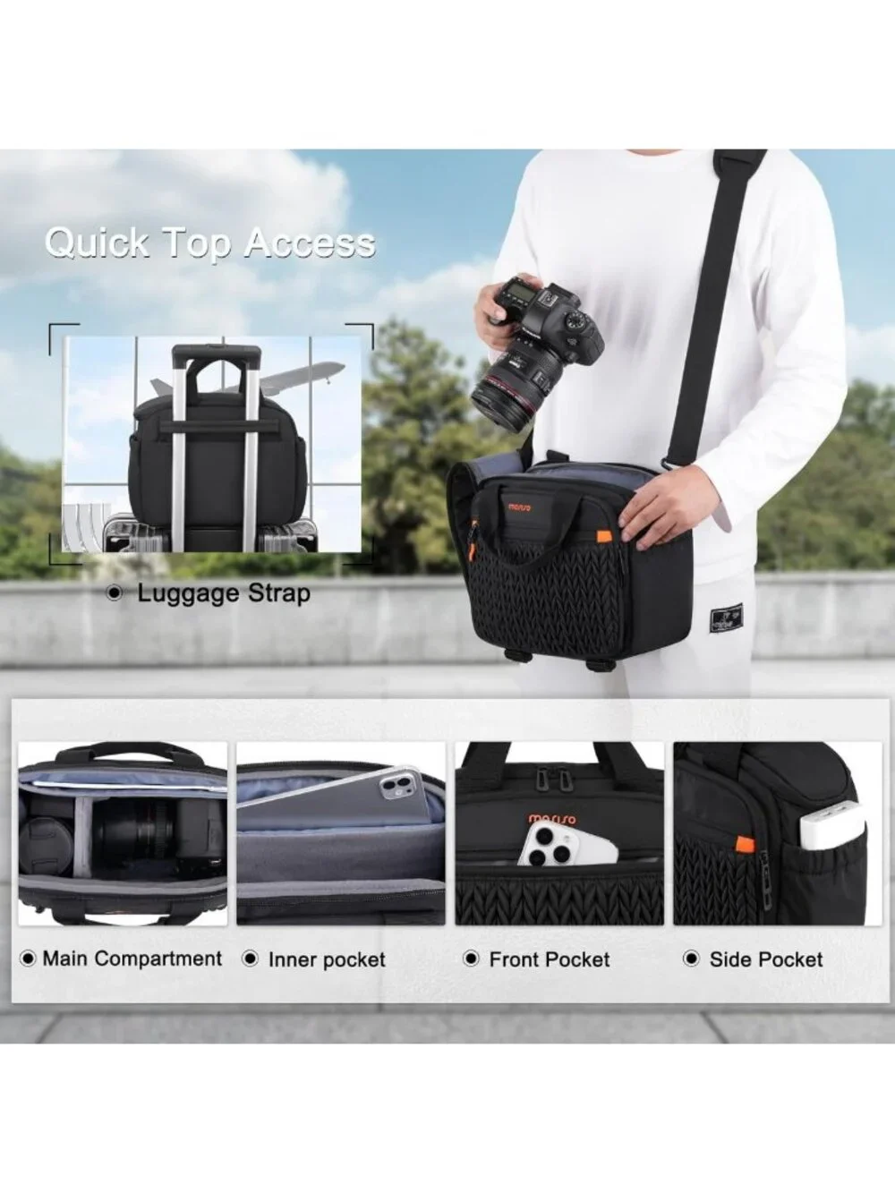 Stylish Black DSLR/SLR/Mirrorless Camera Shoulder Bag - Perfect for Photography
